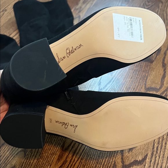 Sam Edelman Black Faux Suede Over-the-Knee Boots - 2 1/2” heel - Picture 2 of 6